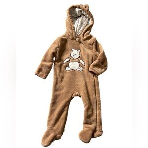 Disney Baby Fleece Hooded Jumpsuit Boys Girls 6-9 Month Coverall Winnie The Pooh